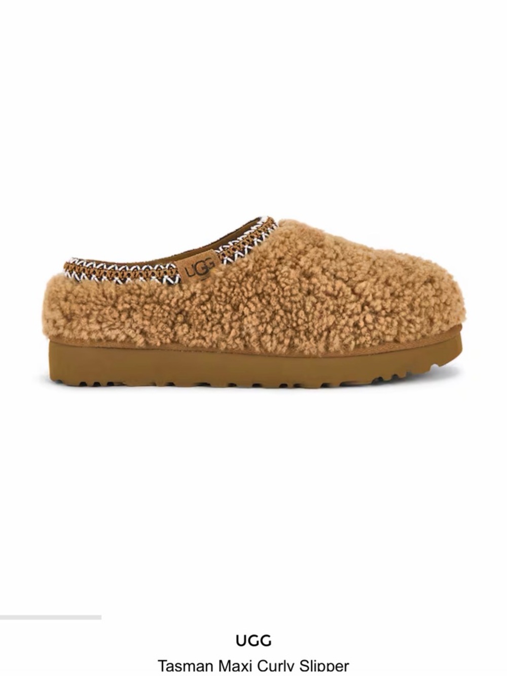 UGG Tasman Maxi Curly Slipper in Chestnut Tan